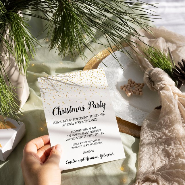 Minimalistisch Modern Confetti Weihnachts-Party Go Folieneinladung (Von Creator hochgeladen)