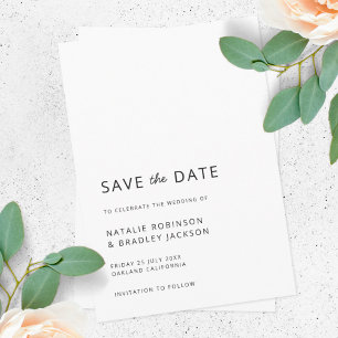 Minimalistisch modern   Einfache Hochzeit Save The Date