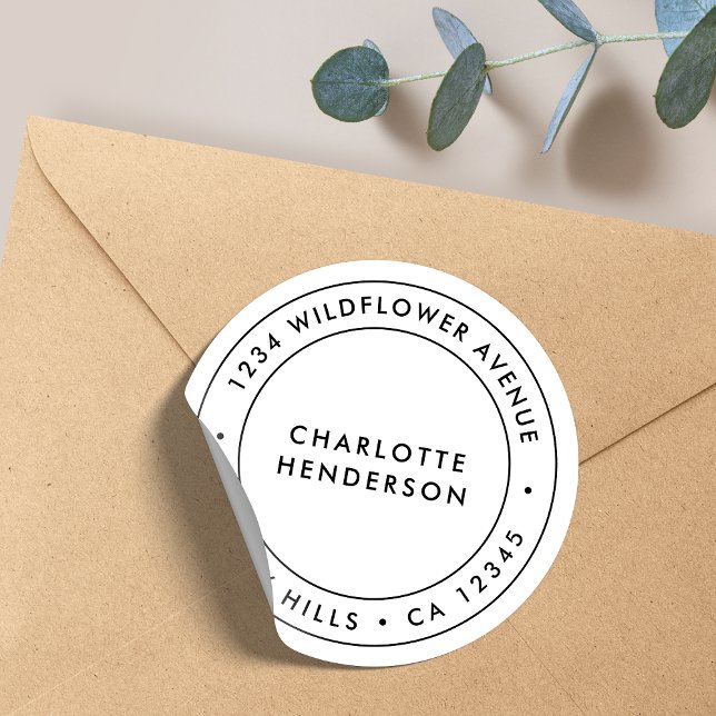 Minimalistisch modern | Einfache Rücksendeadresse  Runder Aufkleber (Von Creator hochgeladen)