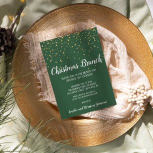 Minimalistisch Modern Green Christmas Brunch Gold Folieneinladung
