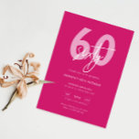 Minimalistisch Modern Hot Pink 60. Geburtstagspart Einladung<br><div class="desc">Diese minimalistische Typografie 60. Geburtstagsfeier lädt zu einer modernen Geburtstagsparty ein. Das schlichte Design zeichnet sich durch klassischen weißen Text auf heißen rosa Hintergrund aus. Anpassbar in jeder Farbe. Behalt das Design minimal und elegant, wie es ist, oder personalisiere es durch Hinzufügen von eigenen Grafiken und Kunstwerken. Für eine erweiterte...</div>