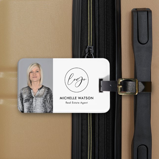 Minimalistisch-Modern-Logo-Real-Anwesen-Agent-Foto Gepäckanhänger (Minimalist photo and business logo promotional luggage tag)