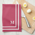 Minimalistisch Modern Monogram Magenta Red Geschirrtuch<br><div class="desc">Dieses stilvolle,  moderne Design besticht durch ein doppeltes,  weißes Quadrat auf einem hübschen,  magentafarbenen Hintergrund und ein Monogramm in einem eleganten Schriftart. Ändern Sie die Initialisierung in Ihre eigene. Sie können dieses Design mehr anpassen,  indem Sie den Schriftart ändern,  die Weißen transparent machen und eine andere Farbe wählen.</div>