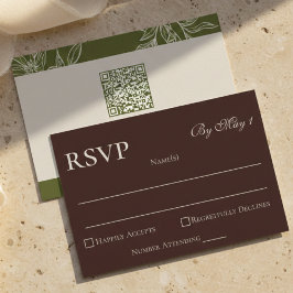 Minimalistisch Modern Mousse Brown QR Wedding RSVP Karte