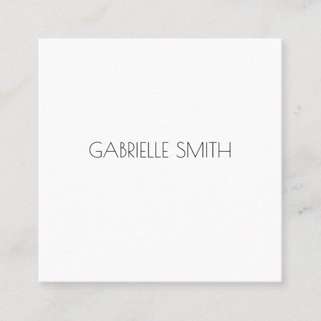 Minimalistisch Modern NAME Info Schwarz-weiß Quadratische Visitenkarte (Vorderseite)