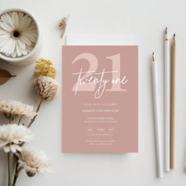 Minimalistisch Modern Pink 21. Geburtstag Party Einladung