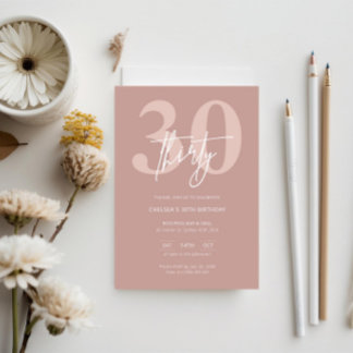 Minimalistisch Modern Pink 30. Geburtstag Party Einladung