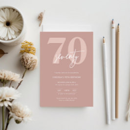 Minimalistisch Modern Pink 70. Geburtstagsparty Einladung