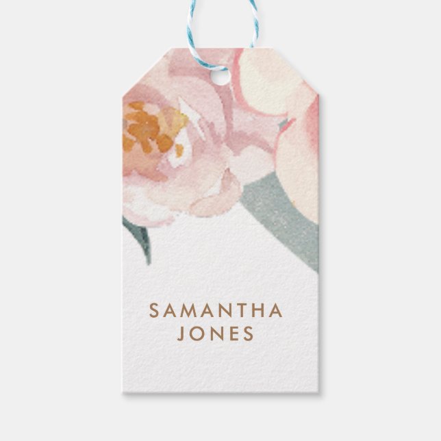 Minimalistisch Modern Pink Peonie Floral Geschenkanhänger (Vorderseite)