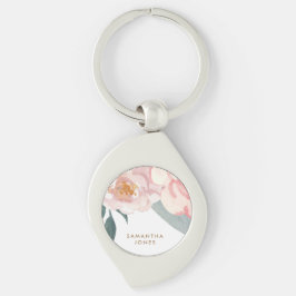Minimalistisch Modern Pink Peonie Floral Schlüsselanhänger