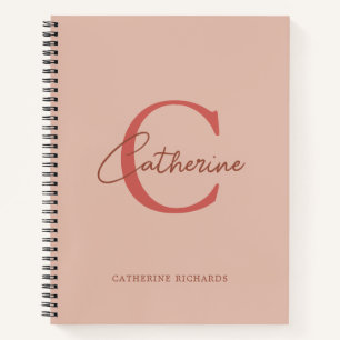 Minimalistisch Modern Raspberry Monogram Notizbuch