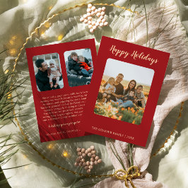 Minimalistisch Modern|Red 3 Foto Happy Holidays Ne Feiertagskarte