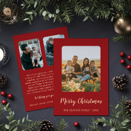 Minimalistisch Modern|Red 3 Foto Weihnachts-Newsle Feiertagskarte