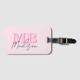 Minimalistisch Modern rosa Anfangsmonogramm Gepäckanhänger