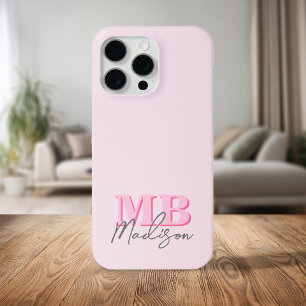 Minimalistisch Modern rosa Anfangsmonogramm iPhone 15 Pro Max Hülle