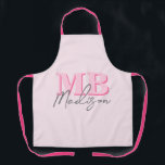 Minimalistisch Modern rosa Anfangsmonogramm Schürze<br><div class="desc">Erstellen Sie Ihre eigene personalisierte Schürze mit modernen minimalistischen Initialen und Skriptkalligraphie-Monogramm-Namen in Rosa.</div>