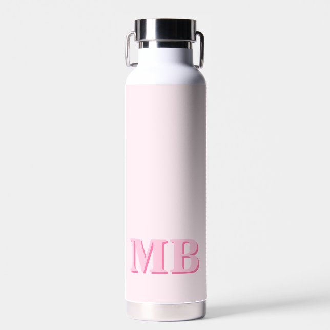 Minimalistisch Modern rosa Anfangsmonogramm Trinkflasche (Vorne)