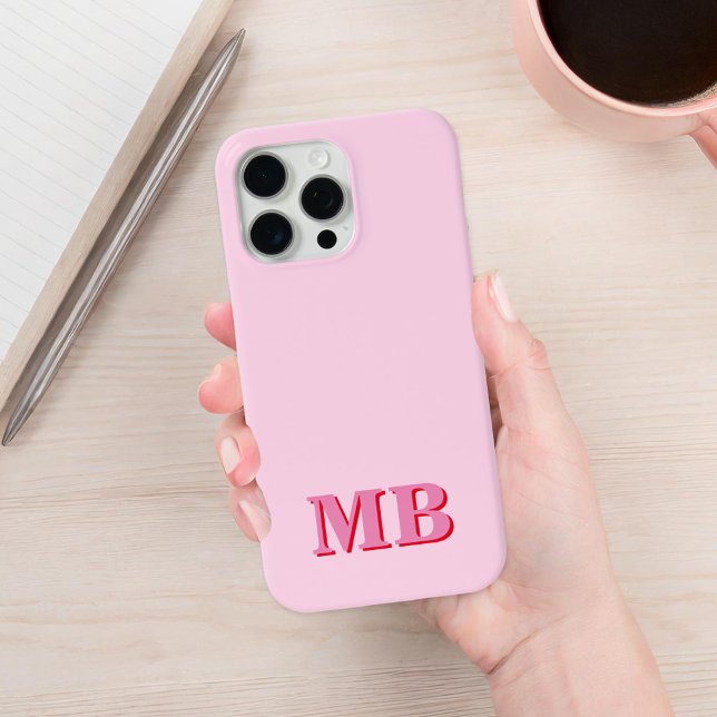 Minimalistisch Modern rosa Erstmonogramm Case-Mate iPhone Hülle (Von Creator hochgeladen)