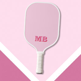 Minimalistisch Modern rosa Erstmonogramm Pickleball Schläger