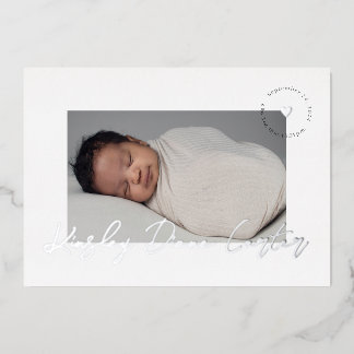 Minimalistisch + Modern Script Foil Birth Ankündig Folieneinladung