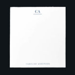Minimalistisch Modern Simple Blue Monogram Persona Notizblock<br><div class="desc">Personalisiertes Notizblock mit beruflicher, minimalistischer moderner Ästhetik in blau.</div>