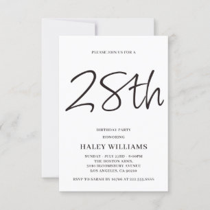 Minimalistisch Modern Simple Calligraphy 28. Gebur Einladung