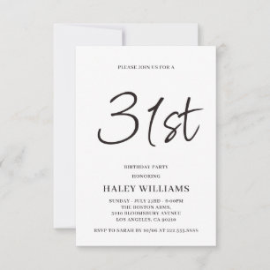 Minimalistisch Modern Simple Calligraphy 31. Gebur Einladung