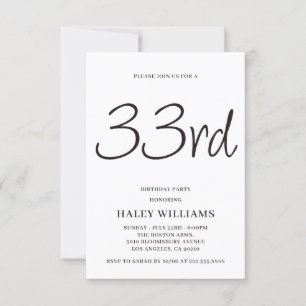 Minimalistisch Modern Simple Calligraphy 33. Gebur Einladung
