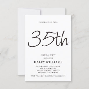 Minimalistisch Modern Simple Calligraphy 35. Gebur Einladung