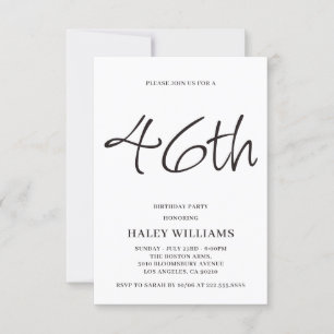 Minimalistisch Modern Simple Calligraphy 46. Gebur Einladung