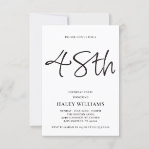 Minimalistisch Modern Simple Calligraphy 48. Gebur Einladung