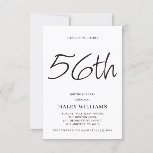 Minimalistisch Modern Simple Calligraphy 56. Gebur Einladung