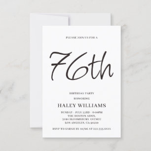 Minimalistisch Modern Simple Calligraphy 76. Gebur Einladung