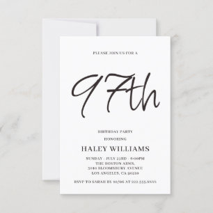Minimalistisch Modern Simple Calligraphy 97. Gebur Einladung