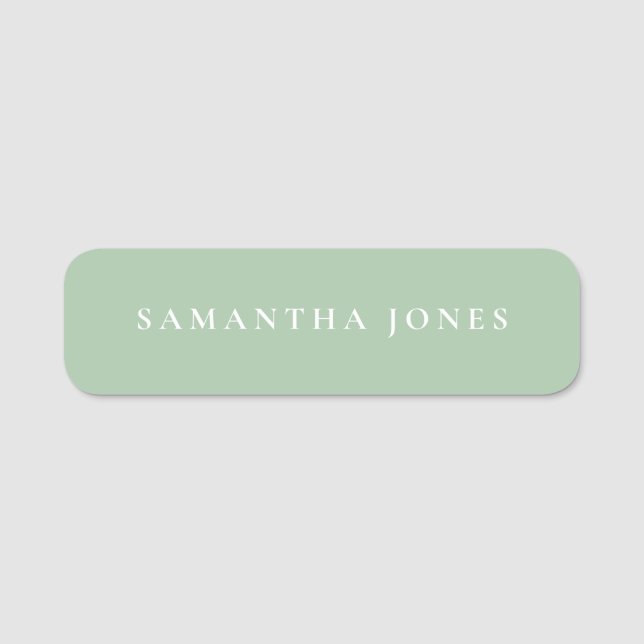 Minimalistisch Modern Simple Sage Green Boho Namensschild (Vorderseite)