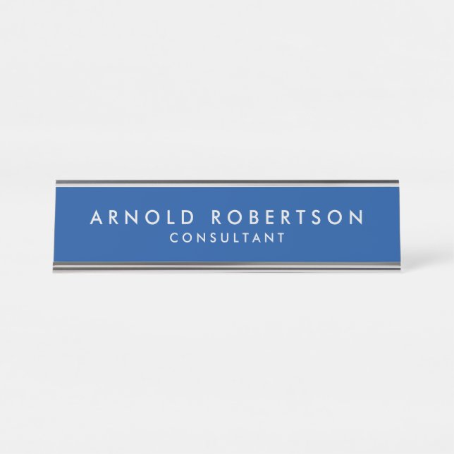 Minimalistisch Modern stilvoll Deep Blue Beruflich Schreibtischnamensplakette (Vorderseite )