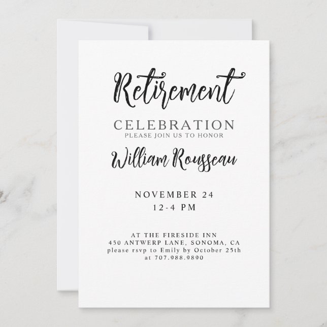 Minimalistisch Modern Typografy Retirement Party I Einladung (Vorderseite)