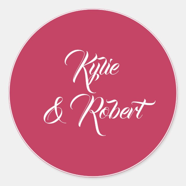 Minimalistisch Modern Viva Magenta Runder Aufkleber (Vorderseite)