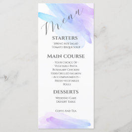 minimalistisch, modern, wasserblau und lila menükarte