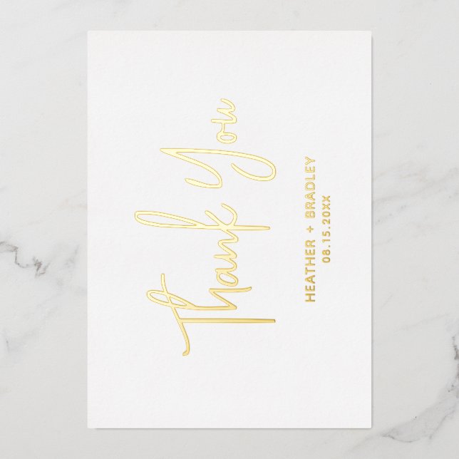 Minimalistisch Modern Wedding Danke Folieneinladung (Vorderseite)