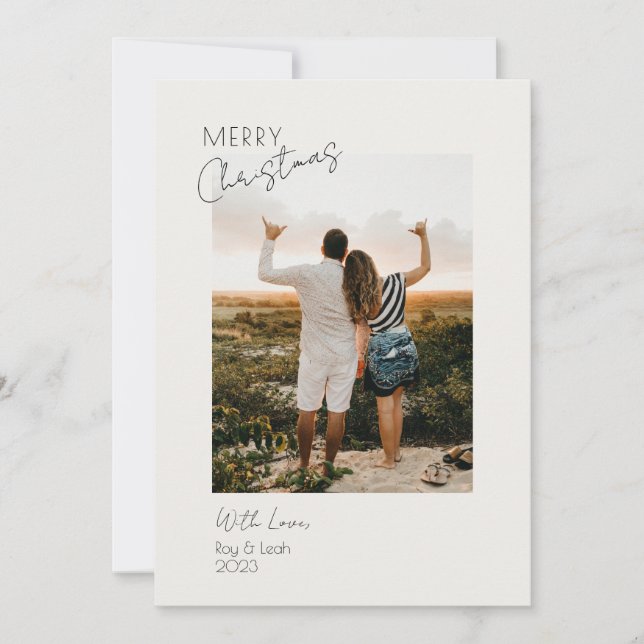 Minimalistisch Modern Zwei Foto Frohe Weihnachtska Einladung (Vorderseite)
