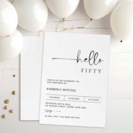 Minimalistisch-Moderne 50. Geburtstagsparty Einlad Einladung