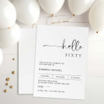 Minimalistisch-Moderne 60. Geburtstagsparty Einlad Einladung<br><div class="desc">Diese minimalistische Typografie 60. Geburtstagsfeier lädt zu einer modernen Geburtstagsparty ein. Das schlichte Design besticht durch klassisch minimalistische Schwarz-Weiß-Typografie mit modernem Ambiente. Anpassbar in jeder Farbe. Behalt das Design minimal und elegant, wie es ist, oder personalisiere es durch Hinzufügen von eigenen Grafiken und Kunstwerken. Für eine erweiterte Anpassung dieses Designs,...</div>