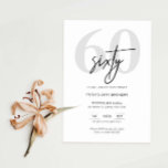 Minimalistisch-Moderne 60. Geburtstagsparty Einlad Einladung<br><div class="desc">Diese minimalistische Typografie 60. Geburtstagsfeier lädt zu einer modernen Geburtstagsparty ein. Das schlichte Design besticht durch klassisch minimalistische Schwarz-Weiß-Typografie mit modernem Ambiente. Anpassbar in jeder Farbe. Behalt das Design minimal und elegant, wie es ist, oder personalisiere es durch Hinzufügen von eigenen Grafiken und Kunstwerken. Für eine erweiterte Anpassung dieses Designs,...</div>