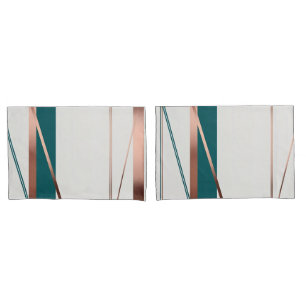 Minimalistisch Moderne Aquamarin & Kupfer Abstrakt Kissenbezug