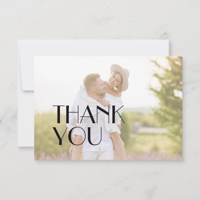 Minimalistisch Moderne Art Deco Foto Hochzeit Dankeskarte (Vorderseite)