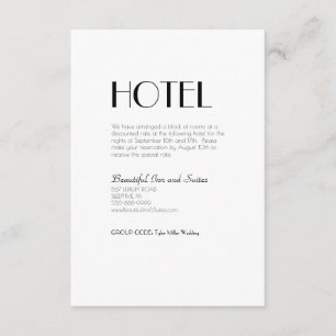Minimalistisch Moderne Art Déco Hochzeitsunterkunf Begleitkarte