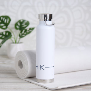 Minimalistisch-Moderne Blaue Mit Monogramm Initial Trinkflasche