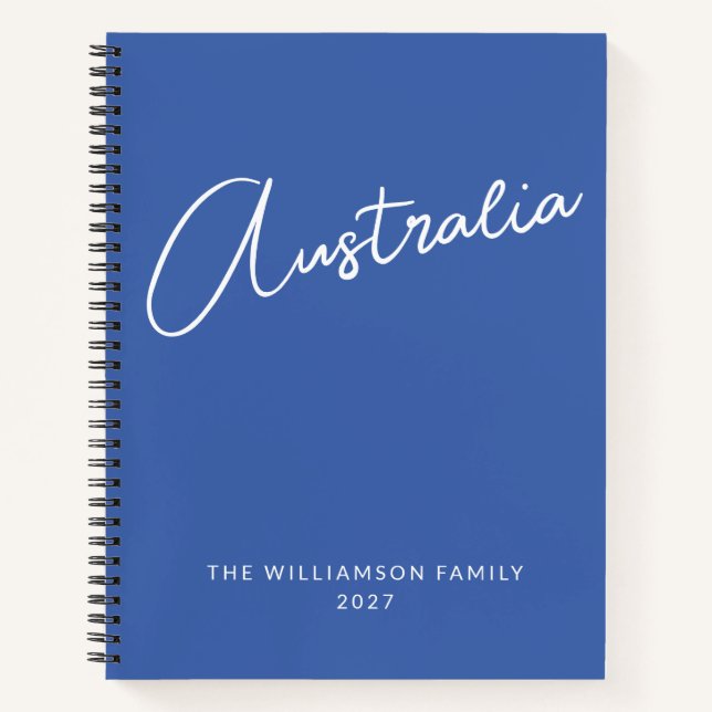 Minimalistisch Moderne blaue Personalisierte Famil Notizbuch (Vorderseite)