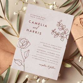 Minimalistisch Moderne Blumenkizze Hochzeit Einladung